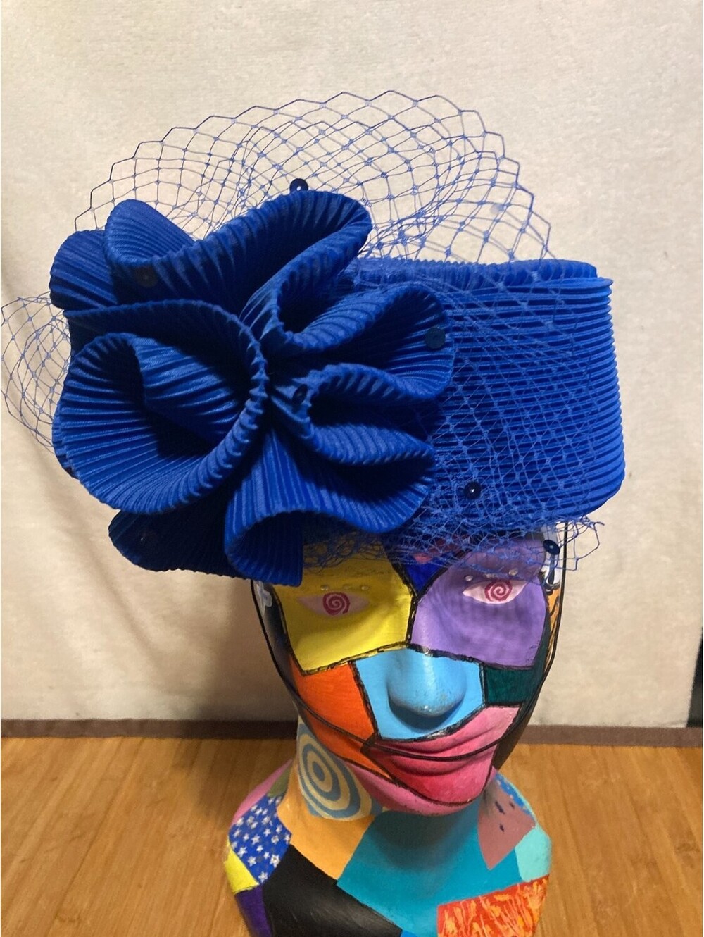 Mr. Hi's Classic Women's Pillbox Hat 22-23 in Blue Vintage Interior Sweatband